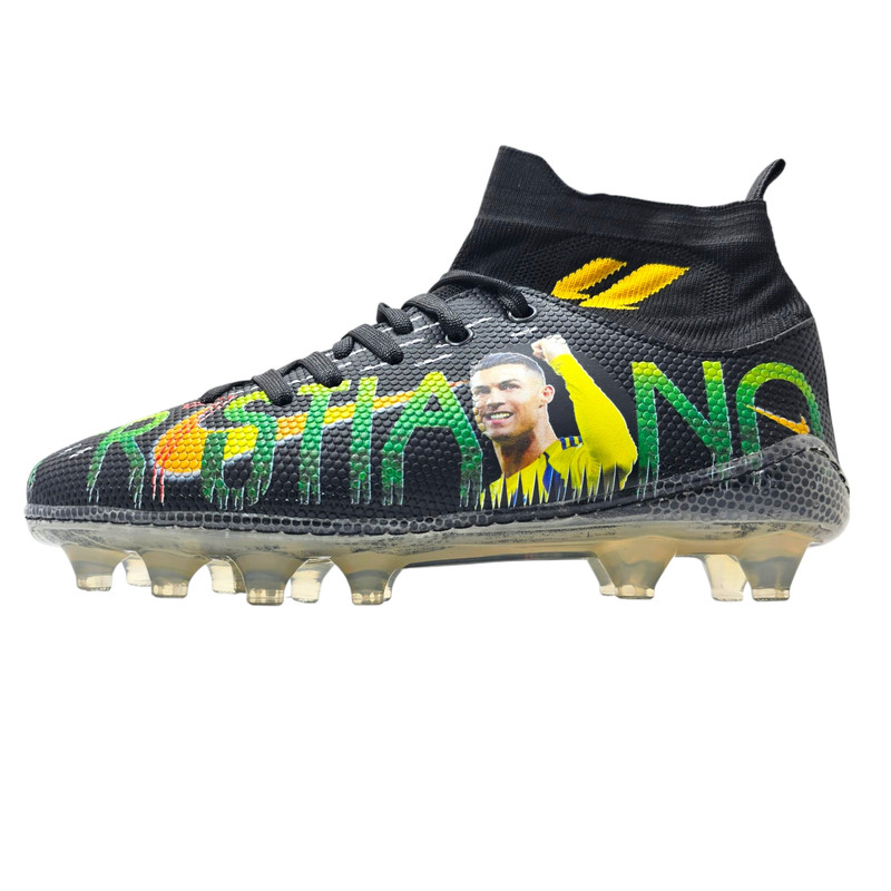 کفش فوتبال پسرانه مدل استوک بلند کد Rosh25 - مشکی - 35